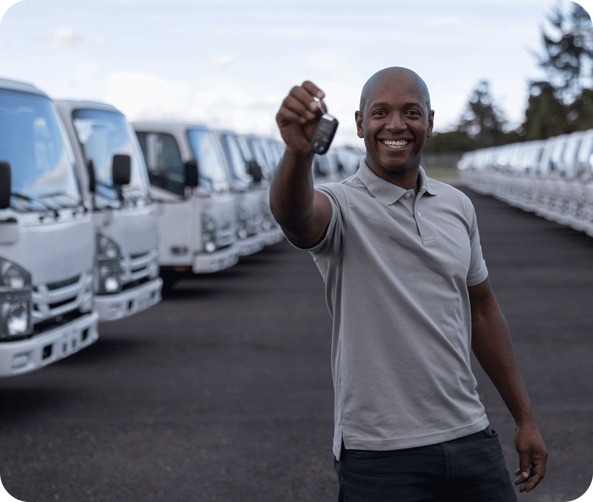 New truck owner celebrating with keys