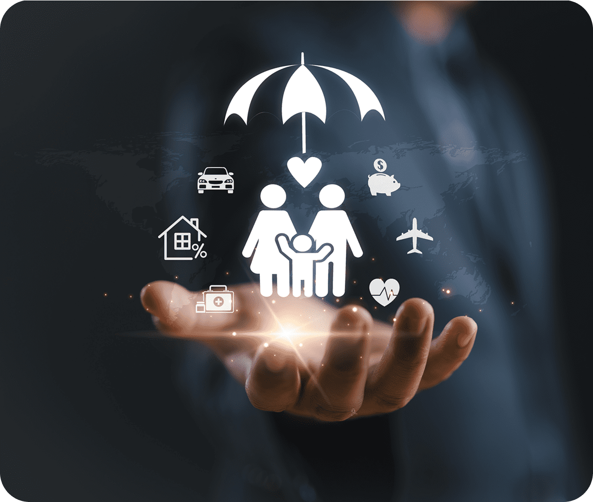 Family protection symbols over a hand